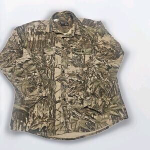 VTG Rattlers Brand Realtree Camo Shirt Sz Large Heavy Chamois Grunge 90s USA